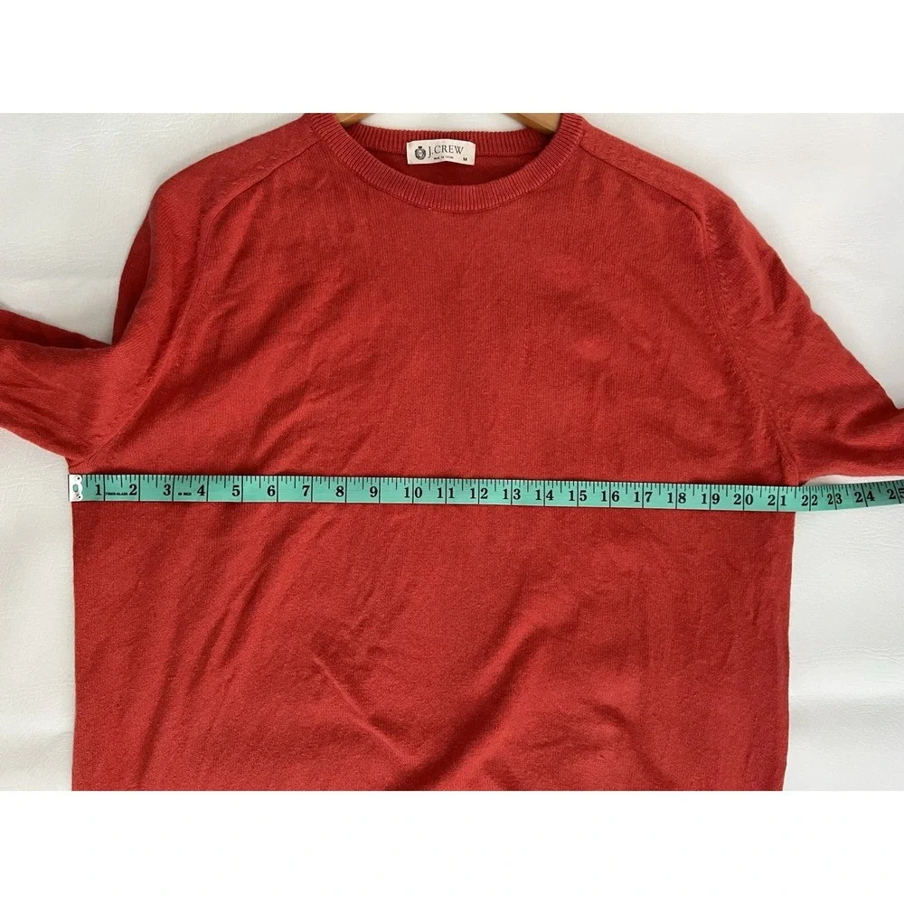 J. Crew Mens M Crewneck Sweater Brick Red Cotton Cashmere Blend Pullover Preppy